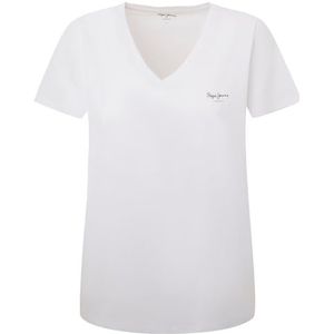 Pepe Jeans Dames Lorette V-hals T-shirt, wit (wit), XL, Wit (wit), XL
