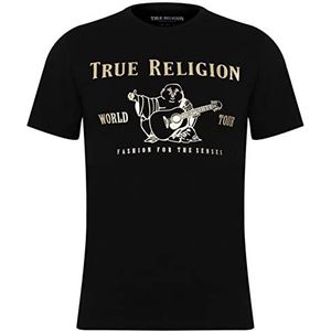 True Religion Men's Short Sleeve Metallic Buddha Tee, Black, XL