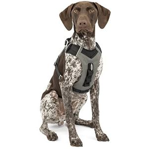 Kurgo Journey Air hondenharnas, met gewatteerd borstgedeelte en achtergreep, voor honden van 11-23 kg, maat M, zwart/grijs
