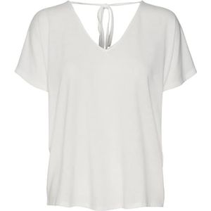 VERO MODA Dames Vmmarijune Ss Deep V-hals Top JRS T-shirt, wit (snow white), S