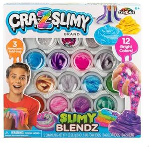 COLORBABY CRA-Z-Art Slim-set, verpakking van 12 flessen slijm, heldere kleuren, met decoratieve accessoires, kralen, glitter, set om vorm te geven en te maken, knutselen voor kinderen, cadeau voor