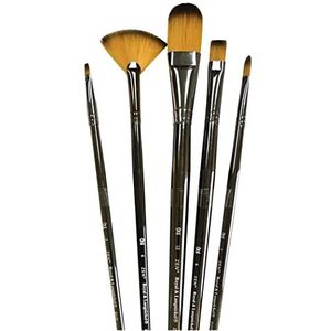 Royal & Langnickel Zen 5-delige lange steel alle media Filbert Variety penseel set
