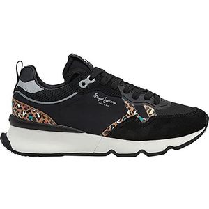 Pepe Jeans Britt Pro Leopard W Sneakers voor dames, 999, zwart, 36 EU