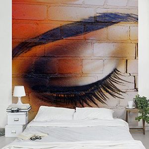 Apalis Vliesbehang Latina Eye fotobehang vierkant | vliesbehang wandbehang wandschilderij foto 3D fotobehang voor slaapkamer woonkamer keuken | Grootte: 192x192 cm, oranje, 97788