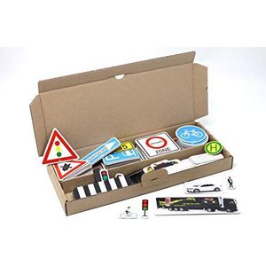 WISSNER aktiv lernen - Uitgebreide verkeersbordenset, 124 magnetische onderdelen van MAG-Pap ° in een doos met instructies
