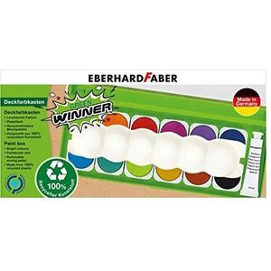 Eberhard Faber 578313 - Groene Winner opake verfdoos met 12 kleuren in verwisselbare verfcups, opaak wit en penseelvak, deksel te gebruiken als mengpalet, voor school, vrije tijd en hobby's