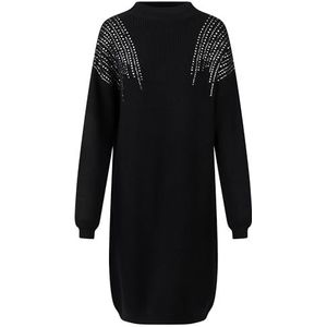 Apart oversized gebreide jurk in halfpatent gebreid, van een zachte viscosemix met kasjmier, zwart, 36-38