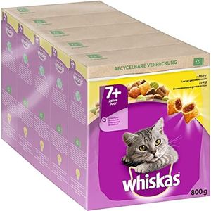 Whiskas Senior 7+ droogvoer Kip, 5x800g (5 pakjes) - Kattenbrokken voor oudere katten - verschillende productverpakkingen verkrijgbaar