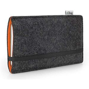 Stilbag Vilten tas 'FINN' voor LG Nexus 5X - Kleur: antraciet/oranje