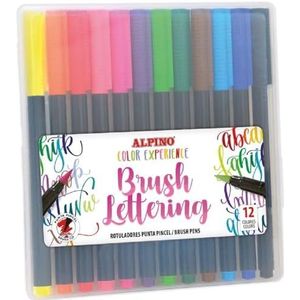 Alpino Color Experience 12 viltstiften Brush Lettering, viltstiften met penseelpunt