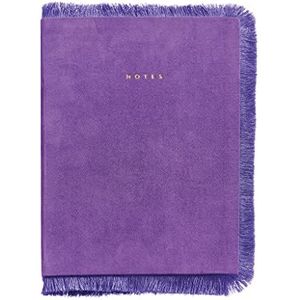 Miquelrius - A5 notitieboek - glad - 80 vellen - genaaid - deksel gevoerd in stof met franjeslook - vintage lelie - lila