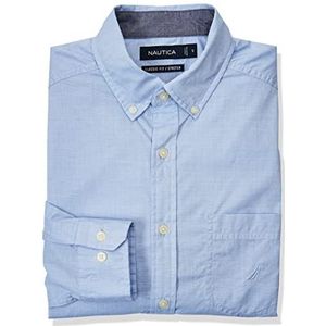 Nautica Heren Classic Fit Stretch Solid Shirt met lange mouwen Button Down overhemd, lichtblauw, XXL