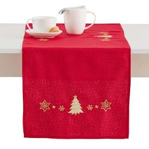 ESSEX - Tafelkleed 40 x 140 cm, heldere bomen, tafelkleden van robuust polyester, hoogwaardig tafelkleed, meerdere keren gebruik, eenvoudig onderhoud, rood