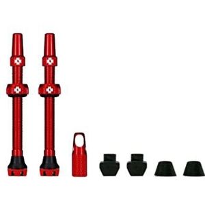 Muc-Off Tubeless ventielen, rood 60 mm - stofkappen voor fietsen met ventielkern verwijderingsgereedschap - Presta ventieldoppen voor tubeless MTB/weg/grindfietsen