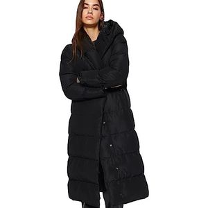 Trendyol Damen oversized puffer capuchon geweven jas, zwart, M, Zwart, M