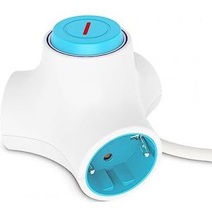 KSIX Multi-stekkerdoos met molecule-schakelaar, 3 stopcontacten, schakelaar, kabel 1,4 m, modulair ontwerp