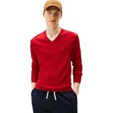 Tommy Hilfiger Heren Essential Katoen V-hals MW0MW14745 Pullover Sweater, Rood, XS, Rood (Medium Rood), XS