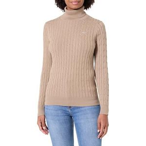 Gant - STRETCH COTTON CABLE TURTLENECK - Coltrui - Taupe beige - Lange Mouwen