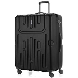 Havel Koffer handbagage harde koffer trolley rolkoffer reiskoffer 2-delige kofferset trolleyset, TSA, (S/L), zwart, 73 cm, Grote koffer