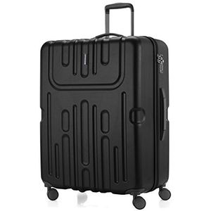 Havel - koffer, handbagage, hardshell-koffer, trolley, rolkoffer, reiskoffer, 2-delige kofferset, trolleyset, TSA, (S/L), zwart, 73 cm, Grote koffer.
