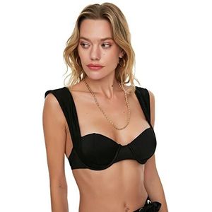 Trendyol Dames Dikke hanger overdekte bikini top, zwart, 44