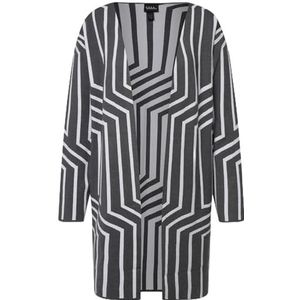 Ulla Popken Open jaquard cardigan voor dames, Medium Grey Melange, 58/60/Grote Maten