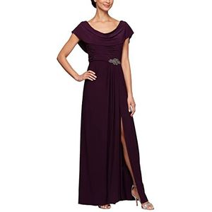 Alex Evenings Damesjurk met lange koeienhals, moeder van de bruid, formele evenementenjurk (petite en normale maten), Aubergine, 8 Petite