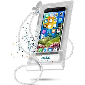 SBS iPhone Samsung Oppo Xiaomi Huawei tot 6,5 inch waterdichte hoes met touch-venster transparante omhangkoord IPX6 wit