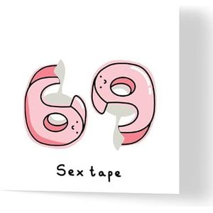 Wuzci ""69 Sex Tape"" Verjaardagskaart, 150 mm Lengte x 150 mm Breedte