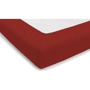 PENSIERI DELICATI Bedlaken voor eenpersoonsbed 90 x 200 cm, eenkleurig hoeslaken met 25 hoeken, 100% katoen, gemaakt in Italië, kleur rood