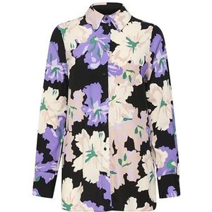 InWear HanniIW T-shirt, losse pasvorm, lange mouwen, paarse kunstbloem, Paarse kunstbloem, 36