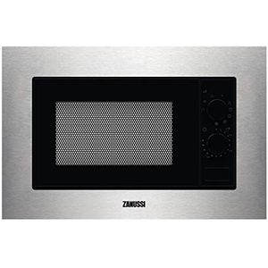 Zanussi ZMSN6DX Geïntegreerde magnetron met grill 700 W, 6 standen, draaiknop, snel ontdooiprogramma, openingsschakelaar, geïntegreerd frame, zwart/roestvrij staal, 20 l