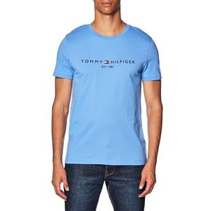 Tommy Hilfiger Heren Tommy Logo Tee S/S T-Shirts, Blauw, S, Blauwe spreuk, S