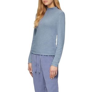 Cloudy Blue - Longsleeve - Opgeruwd Jersey - Staande Kraag - Lange Mouwen