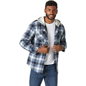 Wrangler Authentics Gewatteerde flanellen herenoverhemd met lange mouwen en capuchon, S