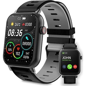 ATLANTIS SMARTIX Smartwatch voor heren, fitness, touchscreen, 1,69 inch, Bluetooth, hartslagmeter, verzadigingsmeter (SPO2), bloeddruk, activiteitentracker, zwart, normaal