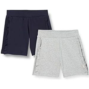 MINYMO Girl's Basic Sweat (2-Pack) Shorts, Dark Navy, 140