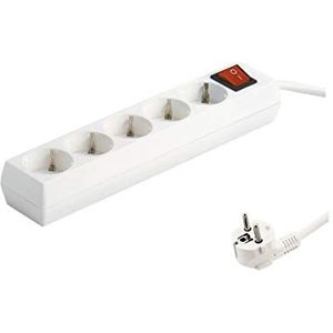 Sokkel met 5 stopcontacten + T/T, schakelaar en kabel 3 x 1,5 mm, lengte 3 meter, ideaal om al je apparaten aangesloten te houden en hun energie efficiënt en veilig te bedienen.