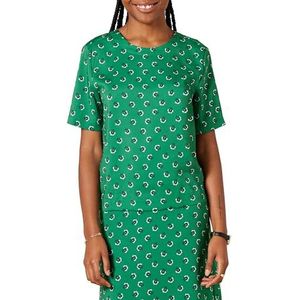 Amazon Essentials Dames Regular-Fit Georgette top met korte mouwen, groen wit bloemen, Large