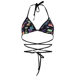 PUMA Dames Wrap Triangle Bikini Top, Black Combo, M, Black Combo., M