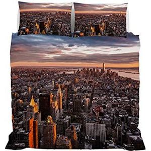 Italian Bed Linen Dekbedovertrek van microvezel met digitale print Goodnight, Manhattan, tweepersoonsbed