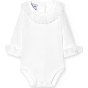 BABIDU Body met kant, lange mouwen, wit, maat 6 maanden, Wit, 6 Maanden
