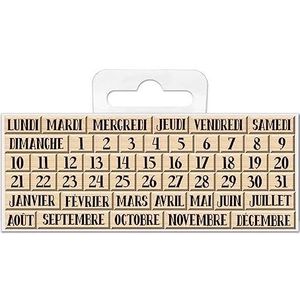 Mini-stempels van hout, kalender, maanddagen, afspraken, 0,6 tot 1,7 cm, 50 stuks