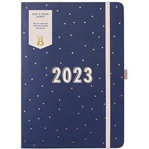 Busy B Dagboek van januari tot december 2023 - A5 Navy Spot - Dagplanner met gelinieerde pagina's, notities en jaarplanner