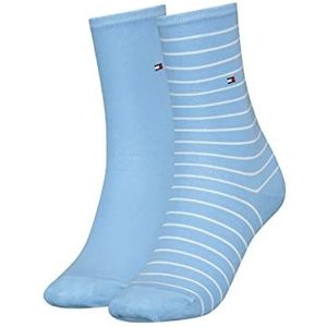 Tommy Hilfiger Vrouwen TH Women 2P SMALL Stripe CLSSC Sock, Lichtblauw/Marshmallow, 35/38, lichtblauw/marshmallow, 35/38 EU