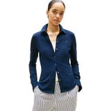 Tommy Hilfiger Poloshirt L/S dames, Blauw (Dark Night Navy), XXS