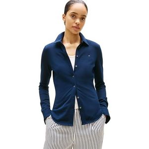 Tommy Hilfiger Poloshirt L/S dames, Blauw (Dark Night Navy), XXS