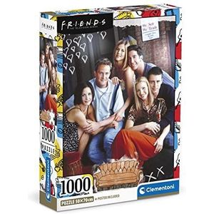 Clementoni - Friends 39711 Puzzel-Friends-puzzelstukjes, 1000 stukjes voor volwassenen, beroemde films, Made in Italy, meerkleurig,