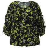 Ulla Popken - Blouse - Zwart - Grote Maten - Met Knoopsluiting en Stippenprint