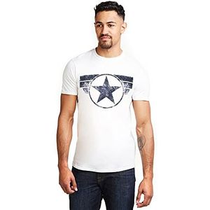 Marvel Heren Captain America Cap Logo T-shirt, Wit, M